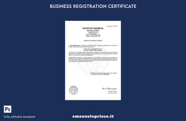 Certificato di reintegrazione in stile verificato USA Georgia Modello Word e PDF
